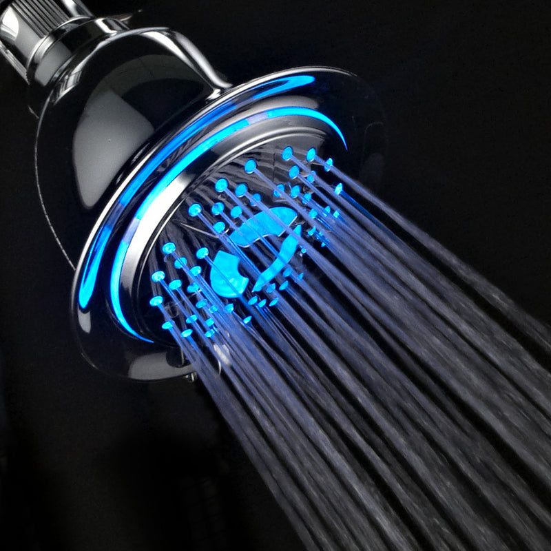 PowerSpa All Chrome 4-Setting LED Shower Head with Air Jet LED Turbo Pressure-Boost Nozzle Technology; 7 Colors of LED Lights Change Automatically Every Few Seconds - NewNest Australia