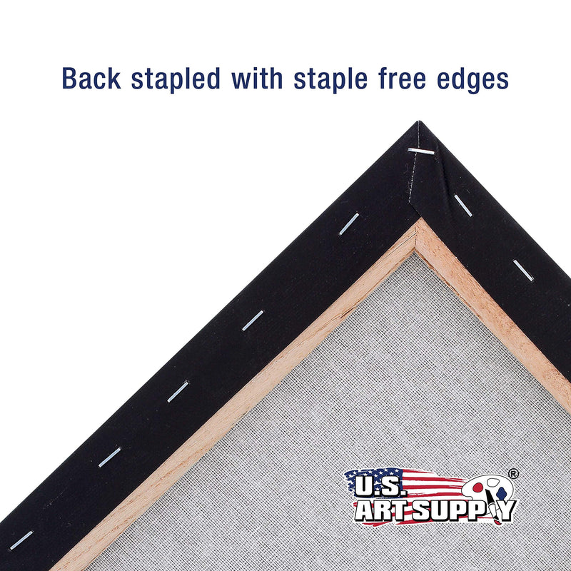 U.S. Art Supply 8 x 10 inch Stretched Canvas 12-Ounce Primed 4-Pack - Professional Black Blank 3/4" Profile Heavy-Weight Gesso Acid Free Bulk Pack - Painting, Acrylic Pouring, Oil Paint 8" x 10" - NewNest Australia