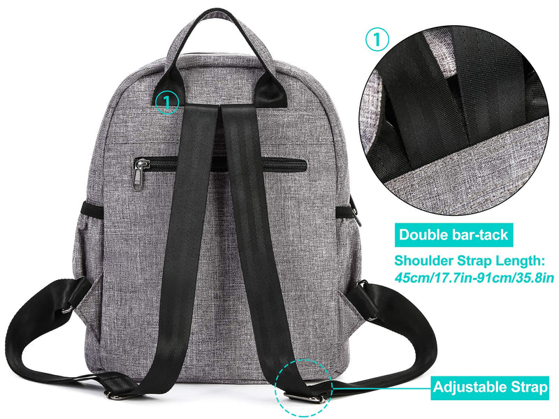 NewNest Australia - AmHoo Insulated Lunch Box Bag Reusable Cooler Backpack Double YKK Zippers Waterproof Multiple Pockets Quilted For Women Hiking Beach Picnic Trip,Grey Gray 