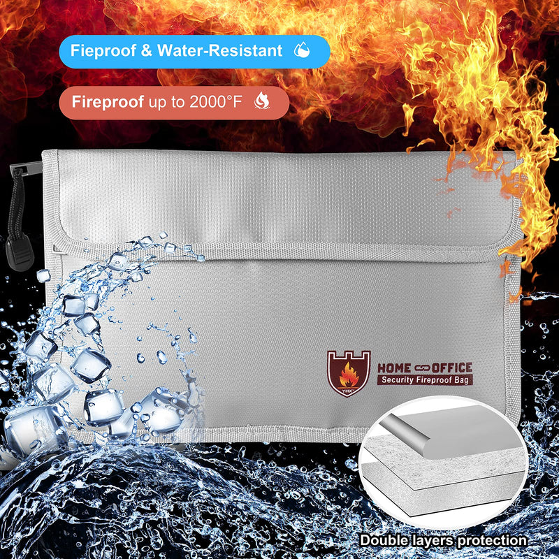 Fireproof Document Bag (2000℉),10.6”x 6.9” Waterproof and Fireproof Money Bag with Zipper,Fireproof Safe Storage Pouch for Passport,Cash,Jewelry,Legal Documents and Valuables - NewNest Australia