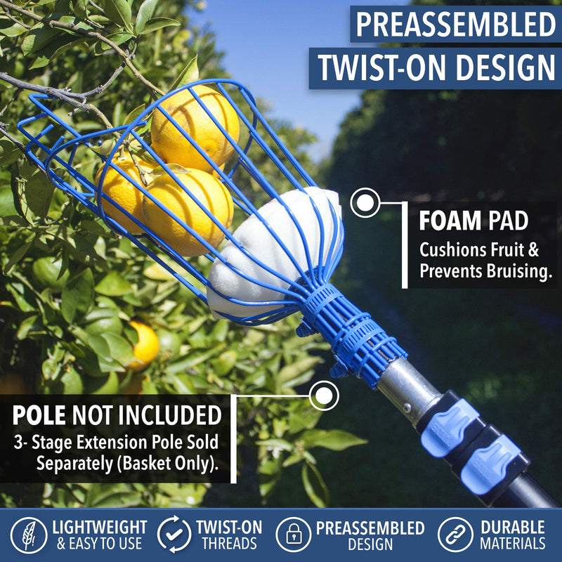 EVERSPROUT Twist-On Fruit Picker Basket | Twists onto Standard US Threaded Pole (3/4-inch ACME) | Fruit Harvester Attachment (Head Only, Pole Not Included) - NewNest Australia