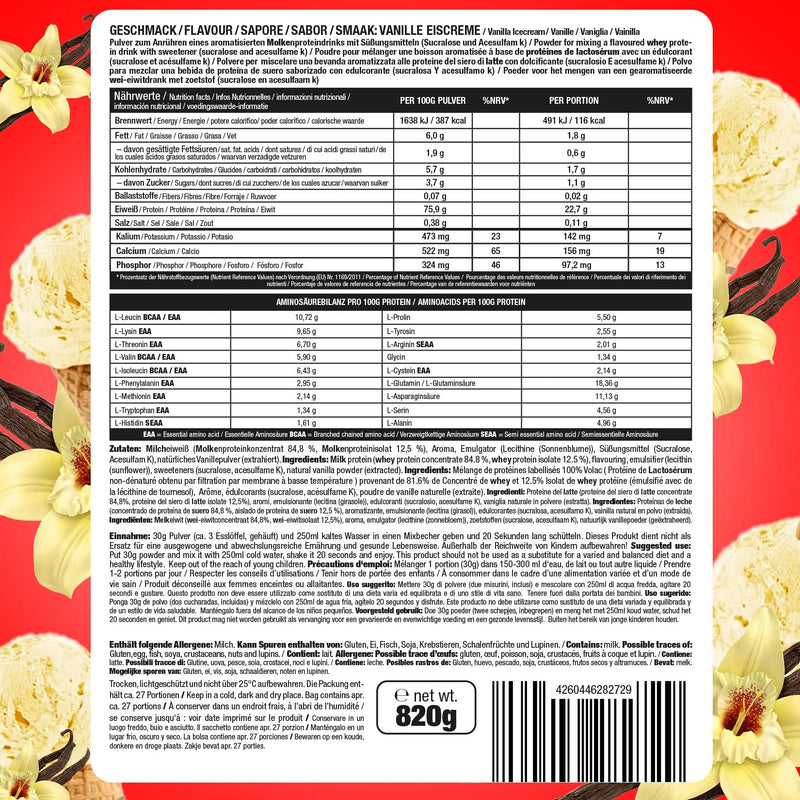 Honest Whey Protein Powder (Vanilla Icecream) 1 x 820 g. 12.5% isolate share. Instant soluble egg white protein powder with EAA & BCAA from fresh pasture milk Vanilla Icecream 820 g (pack of 1) - NewNest Australia