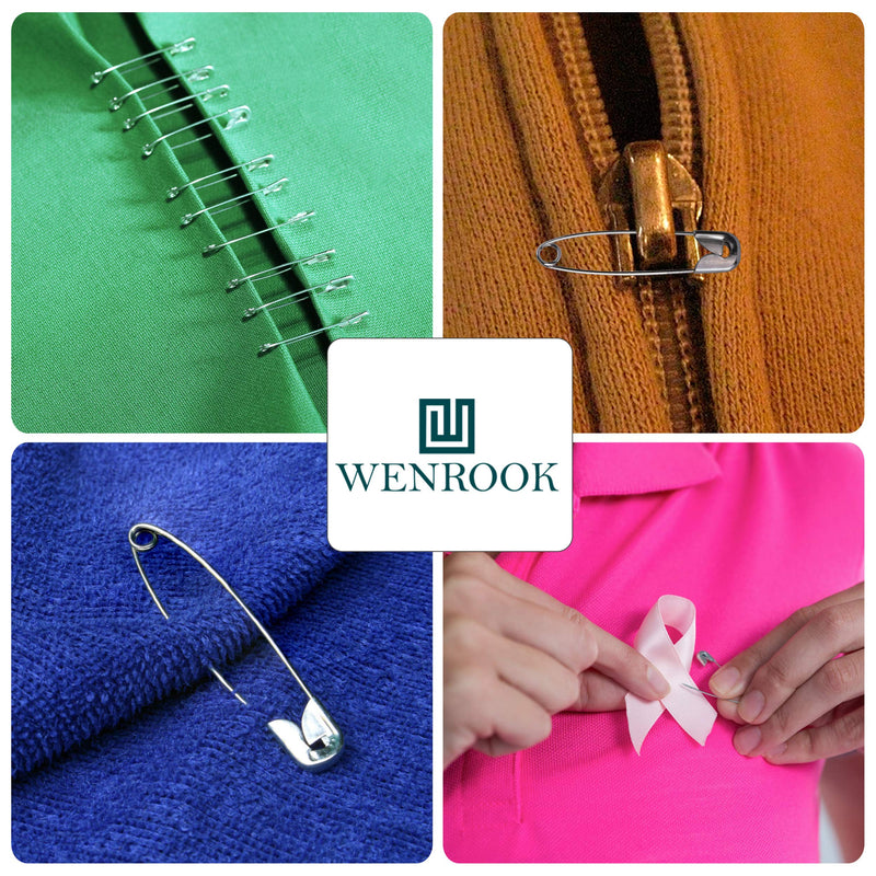 Wenrook Safety Pins Assorted 4-Size Pack of 150 - Strong Nickel Plated Steel, Rust Resistant, Heavy Duty Variety Pack, Perfect for Clothes, Crafts, Sewing, Pinning and More Pack of 150 - (37mm/27mm/22mm/19mm) - NewNest Australia