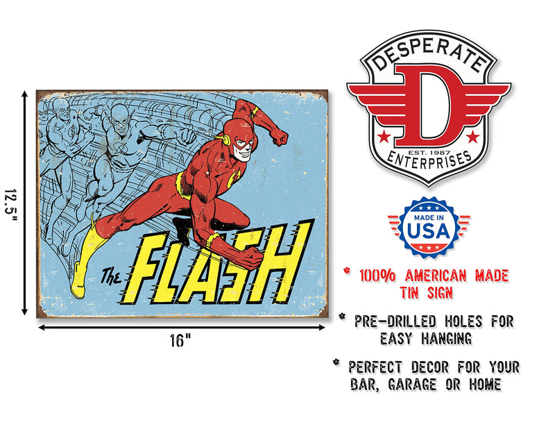 NewNest Australia - Desperate Enterprises The Flash - Retro Tin Sign, 16" W x 12.5" H 