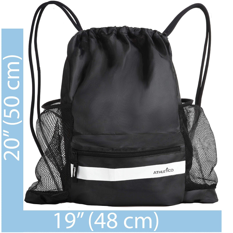 Athletico Drawstring Soccer Bag - Soccer Backpack for Boys or Girls Can Also Carry Basketball or Volleyball Black - NewNest Australia