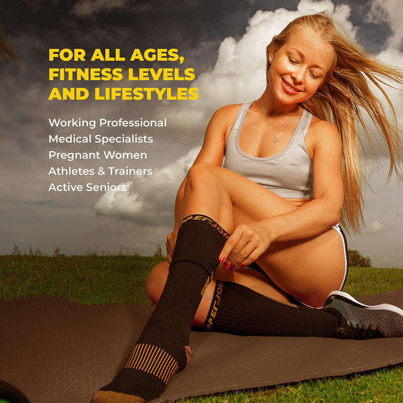 Copper Compression Socks for Women & Men - Diabetic Socks, Improves Circulation, Reduces Swelling & Pain - For Nurses, Running, & Everyday Use - Copper Infused Nylon By CopperJoint (Small - Medium) Small-Medium - NewNest Australia