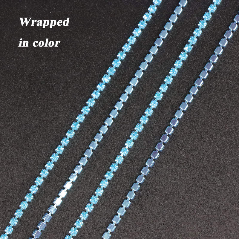 Jerler 10 Yards Crystal Rhinestone Trim Close Chain for Sewing Crafts Ideal Wedding Party DIY Decoration (Acid Blue, 2.0mm) Acid Blue - NewNest Australia