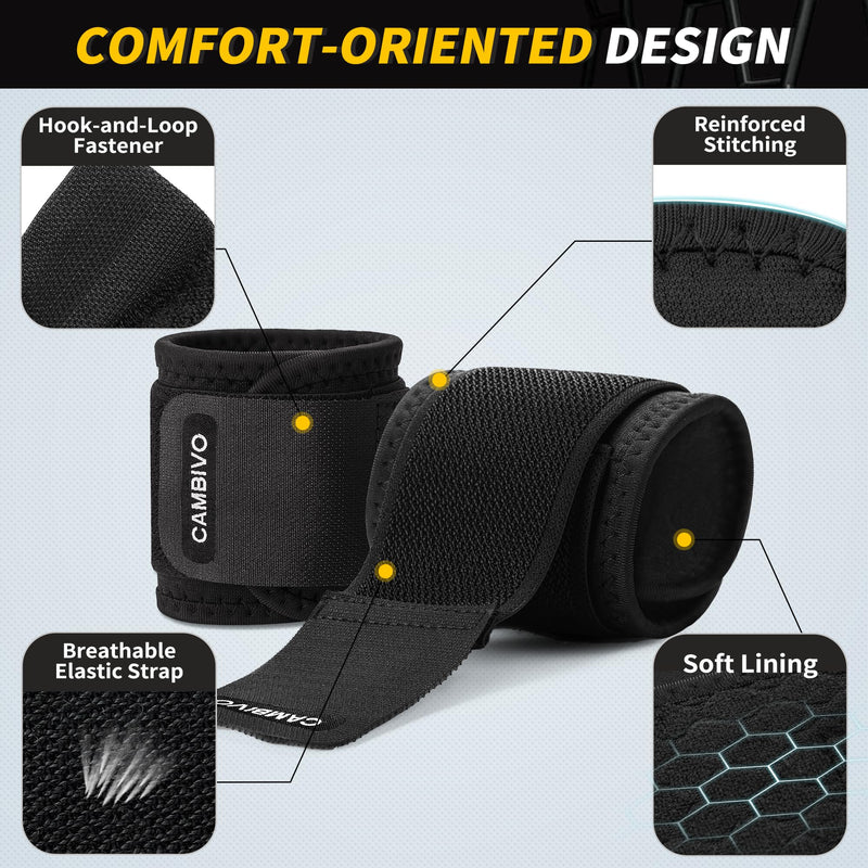 CAMBIVO Wrist Bandages Strength Training, Pack of 2 Adjustable Wrist Support Wrist Wrap for Fitness, Gym, Tendonitis, Sports Protection - NewNest Australia