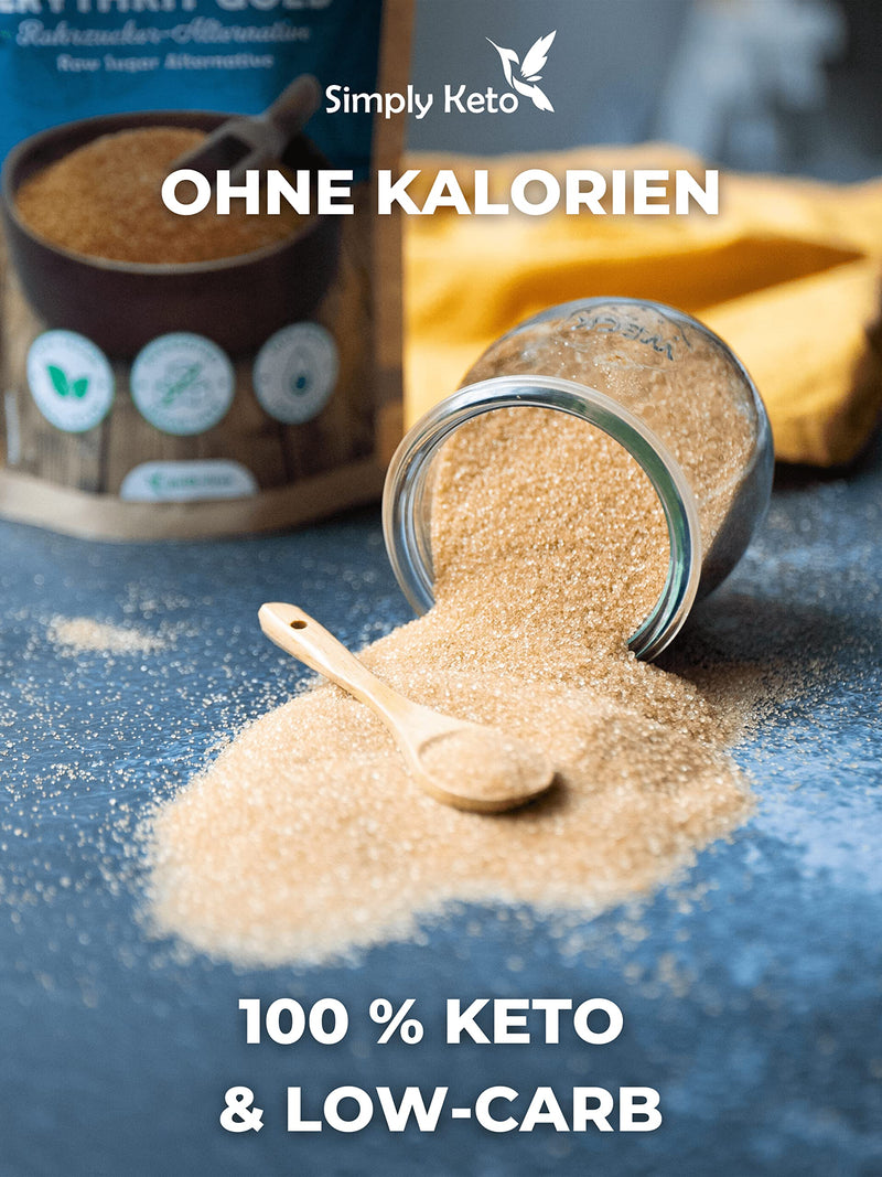 Simply Keto Erythrit Gold 400G - Calorie-Free Brown Sugar Substitute With Caramel Note - Vegan Raw Sugar Alternative Made From Erythritol - 70% Of The Sweetening Power Of Sugar - Lower Carb* & Keto Suitable - NewNest Australia