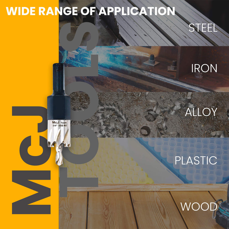 McJ Tools 3/4 Inch HSS M2 Drill Bit Hole Saw for Metal, Steel, Iron, Alloy, Ideal for Electricians, Plumbers, DIYs, Metal Professionals 3/4" - NewNest Australia