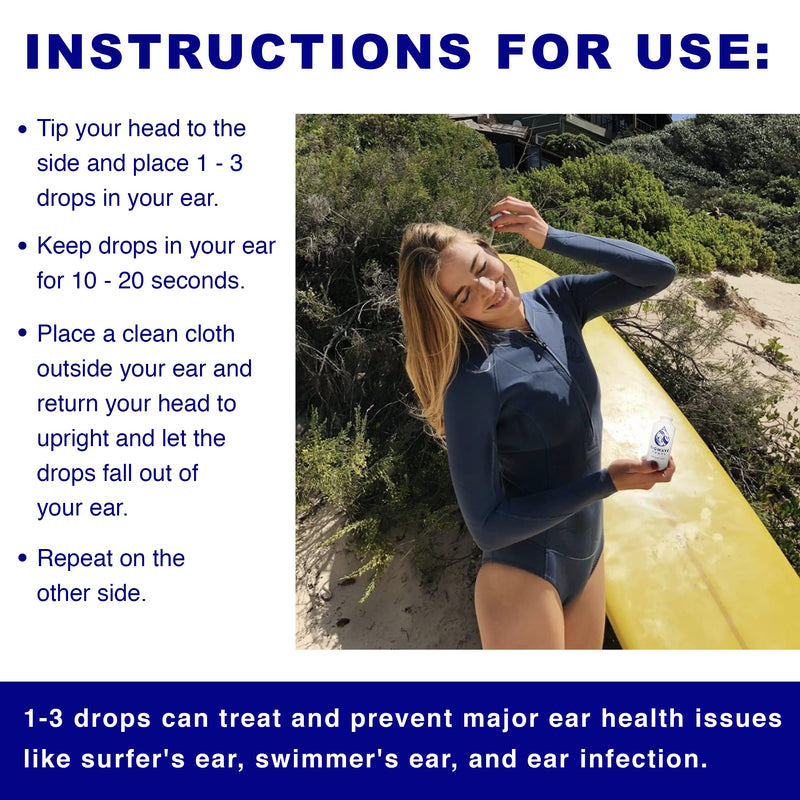 BigWave Drops - Ear Drops Formulated to Treat Swimmer's Ear - Surfer's Ear - Ear Infections - Made to Heal, Dry, & Soothe to Reduce Ear Pain - Designed to Improve Earwax Removal & Reduce Inflammation - NewNest Australia