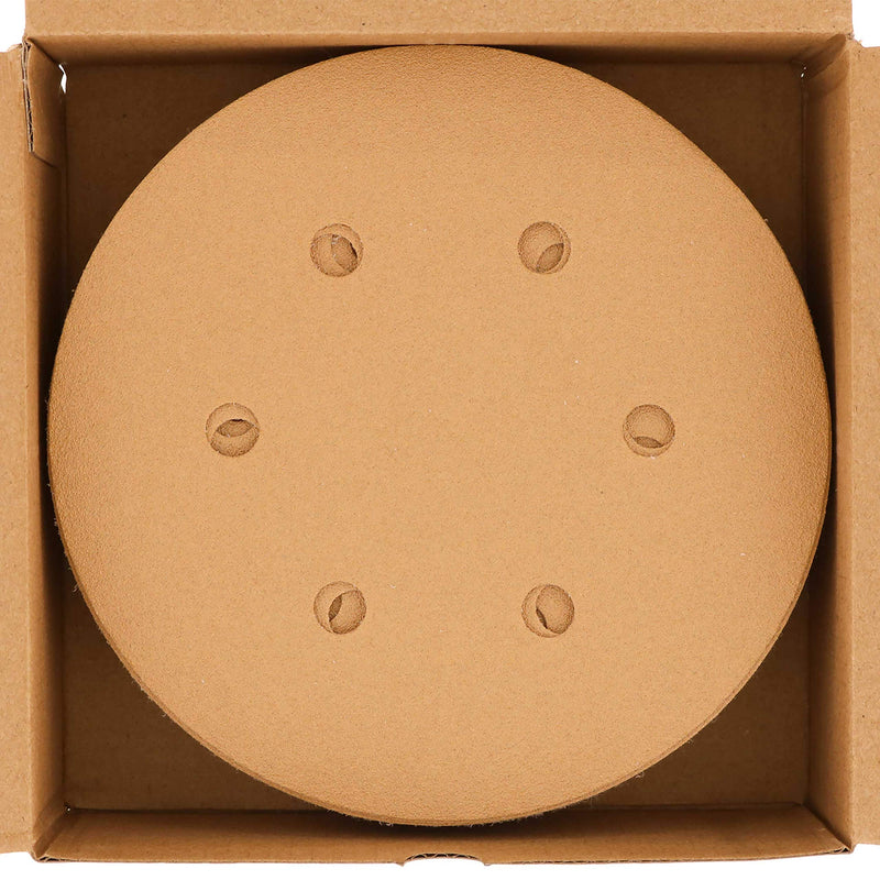 Dura-Gold Premium 150 Grit 6" Gold Sandpaper Discs, 6 Hole Pattern Dustless, Box of 50 - Hook & Loop Backing for DA Sander, Finishing Med-Cut Sanding Abrasive Automotive Paint, Woodworking Wood, Metal 150-Grit - NewNest Australia