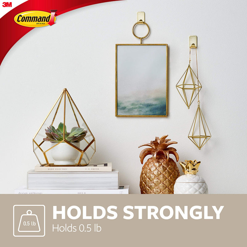 NewNest Australia - Command 17032BR-4ES Small Metallic Hooks, 4 Hooks and 5 Strips, Brass Color, Great for dorm decor 