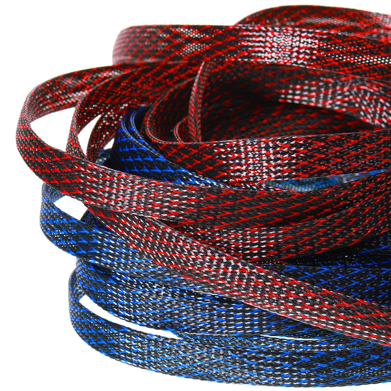 6 Rolls of 16 ft Wire Loom Braided Cable Sleeve with 127 Pieces Heat Shrink Tube for Audio Video and Other Home Device Cable Automotive Wire (Red, Blue and Black,1/2 Inch, 1/4 Inch, 3/8 Inch) 1/2 Inch, 1/4 Inch, 3/8 Inch Red, Blue and Black - NewNest Australia