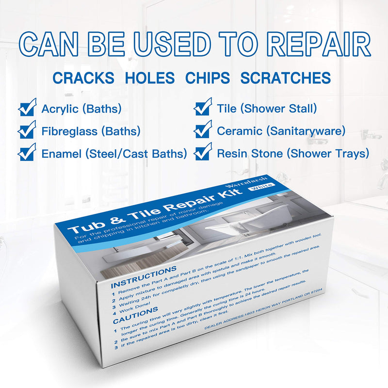 Tub, Tile and Shower Repair Kit - White | Fiberglass and Porcelain Repair | Shower & Countertop - Bathtub Refinishing Kit - NewNest Australia