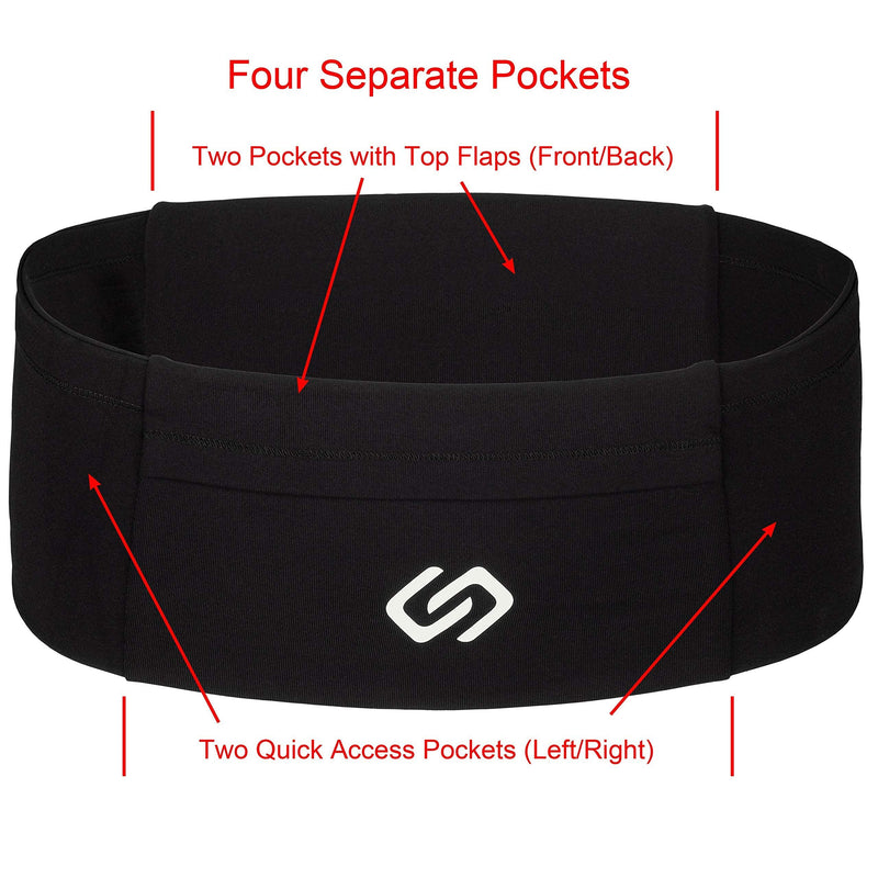 Sporteer VersaMod Running Belt, Workout Waist Pack, Travel Money and Passport Belt for Smartphones and Personal Items (Small, Black) Small - NewNest Australia