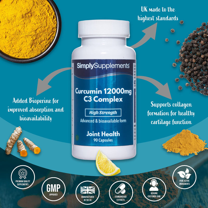 Curcumin Capsules with Bioperine Black Pepper Extract | Vegan & Vegetarian Friendly | Active Ingredient of Turmeric | 90 Capsules = Up to 3 Month Supply - NewNest Australia