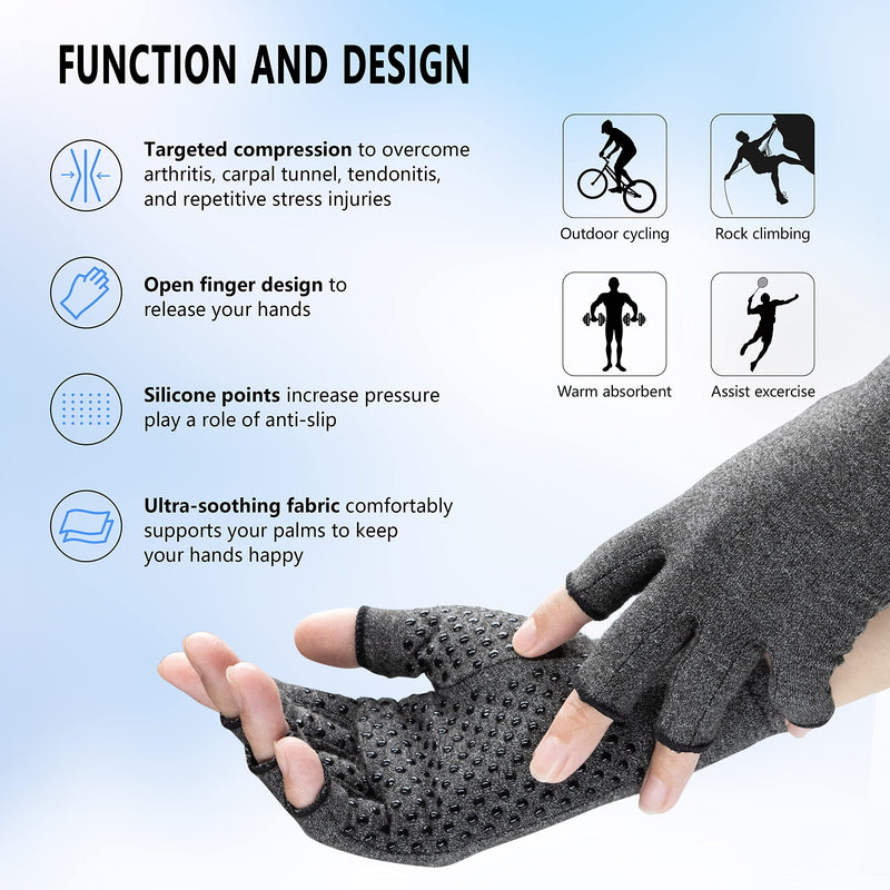 LXMY 2 Pairs Arthritis Gloves,Compression Gloves,Providing Warmth and Compression to Promote Healing,Fingerless Design,Relieve Pain from Rheumatoid Arthritis and Carpal Tunnel(M) M (Pack of 4) - NewNest Australia
