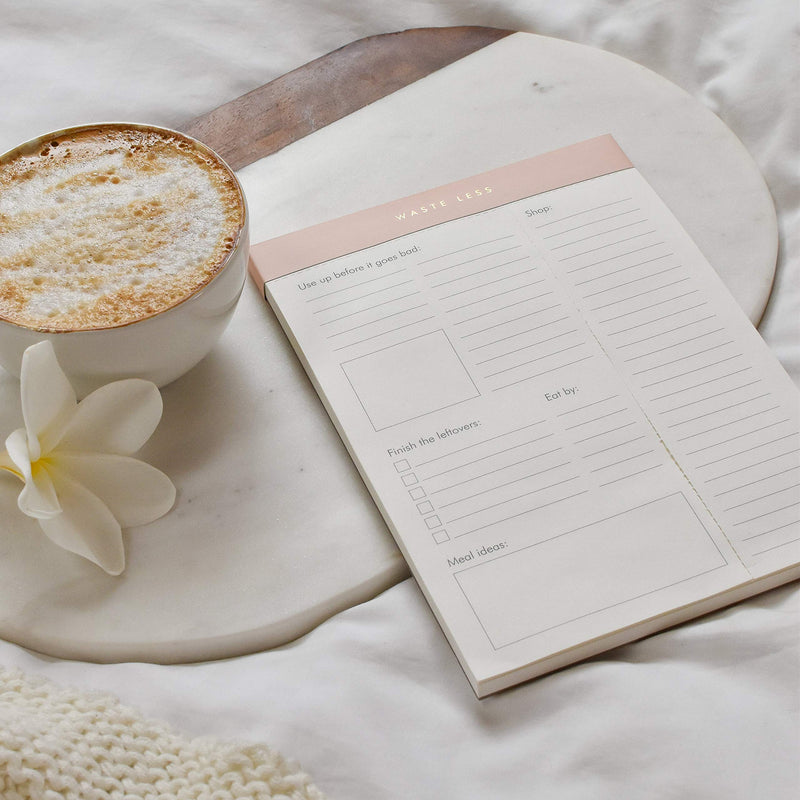 Waste Less - Track Perishables - Reduce Food Waste. Magnetic Meal Planner Pad & Grocery List, 52 Tear-Off Pages (8 x 6 in) Peach Pink - NewNest Australia
