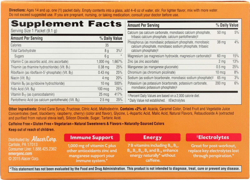 Emergen-C 1000mg Vitamin C Powder, with Antioxidants, B Vitamins and Electrolytes, Immunity Supplements for Immune Support, Caffeine Free Fizzy Drink Mix, Raspberry Flavor - 30 Count/1 Month Supply 0.32 Ounce (Pack of 30) - NewNest Australia