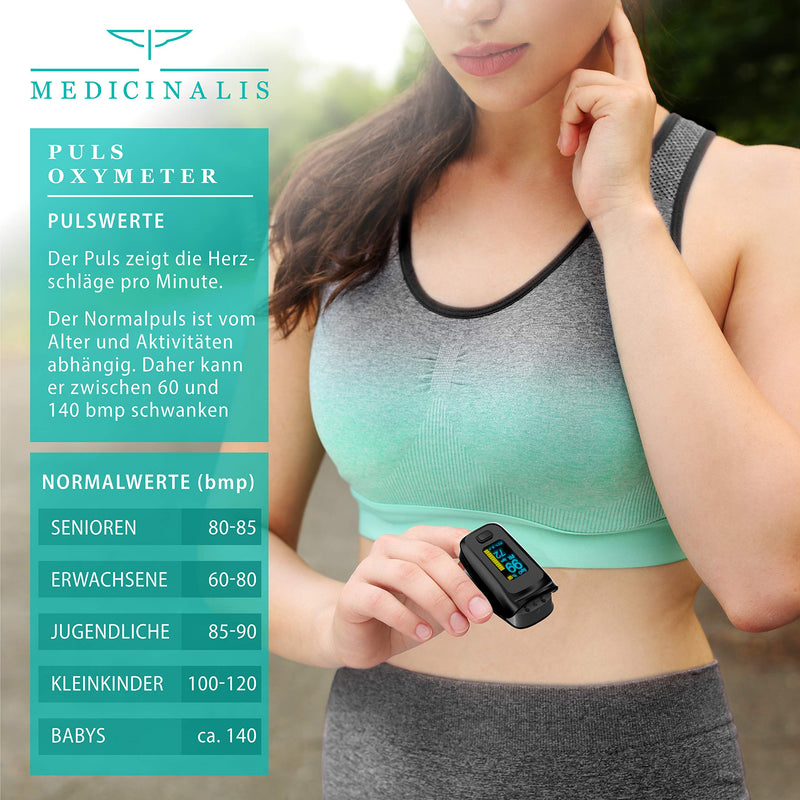 Medicinalis - Finger Pulse Oximeter - Spo2 Pulse Monitor - Measures Pulse And Oxygen Saturation On Finger - Oled Display - Battery Indicator - Alarm - One-Touch Operation - NewNest Australia