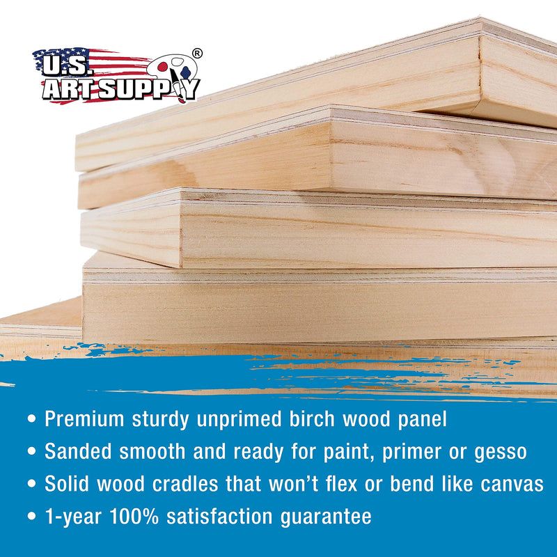 U.S. Art Supply 4" x 6" Birch Wood Paint Pouring Panel Boards, Studio 3/4" Deep Cradle (Pack of 5) - Artist Wooden Wall Canvases - Painting Mixed-Media Craft, Acrylic, Oil, Watercolor, Encaustic 4" x 6" - NewNest Australia