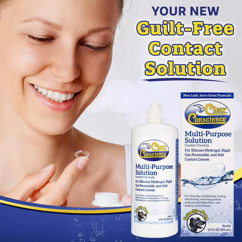Clear Conscience Contact Lens Solution, Contact Solution & Saline Solution for Complete Eye Solution - Multipurpose Solution for Contact Lenses with Cruelty Free Instruction Guide, 12oz (Pack of 1) 12 Fl Oz (Pack of 1) - NewNest Australia