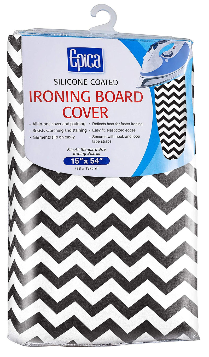 EPICA Silicone Coated Ironing Board Cover- Resists Scorching and Staining - 15" x54 (Chevron: Black and White) Chevron: Black and White - NewNest Australia