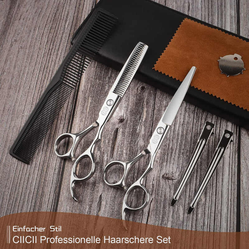 Hair Cutting Scissors, Ciicii Professional Hairdressing Scissors Set (Hair Scissors & Thinning Scissors) Hair Scissors Set For Men Women Pets Family Hairdresser Salon Silver Hair Scissors - NewNest Australia