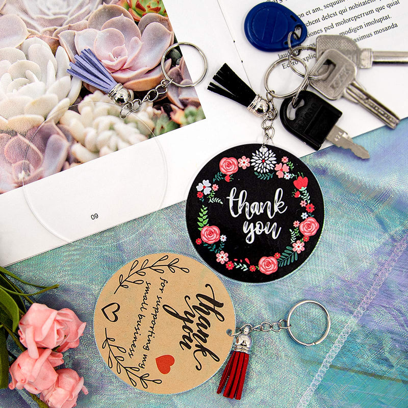 Duufin 72 Pieces Key Ring Acrylic Blanks Keychain Tassels Set 3 Inch Round Clear Arylic Keychain Blanks Key Rings with Chain Jump Rings and Colorful Keychain Tassels for DIY and Craft - NewNest Australia