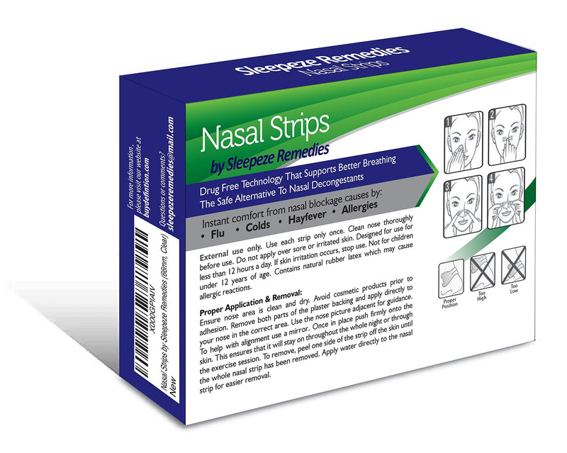 Nasal Strips Large, Clear (x 60 Pack) Nose Strips to Stop Snoring, Snore Strip to Help You Breathe Through Your Nose, Snore Stopper, Anti Snoring Breathing aids for Sleep by Sleepeze Remedies - NewNest Australia