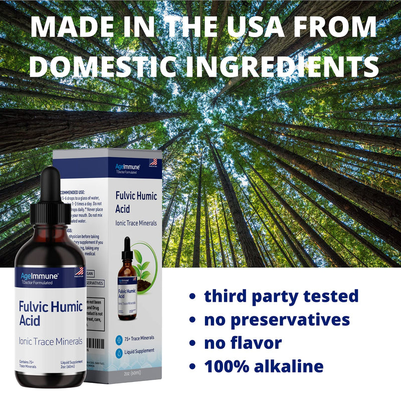 Fulvic Humic Acid Ionic Trace Minerals Liquid Supplement. Plant Derived Mineral Drops with over 75 Trace Minerals for Energy Boost. Up to 8 months supply. Concentration 250%. - NewNest Australia