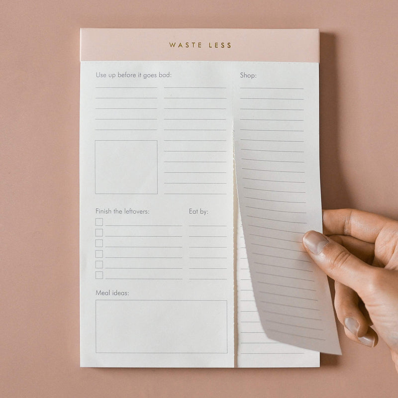 Waste Less - Track Perishables - Reduce Food Waste. Magnetic Meal Planner Pad & Grocery List, 52 Tear-Off Pages (8 x 6 in) Peach Pink - NewNest Australia