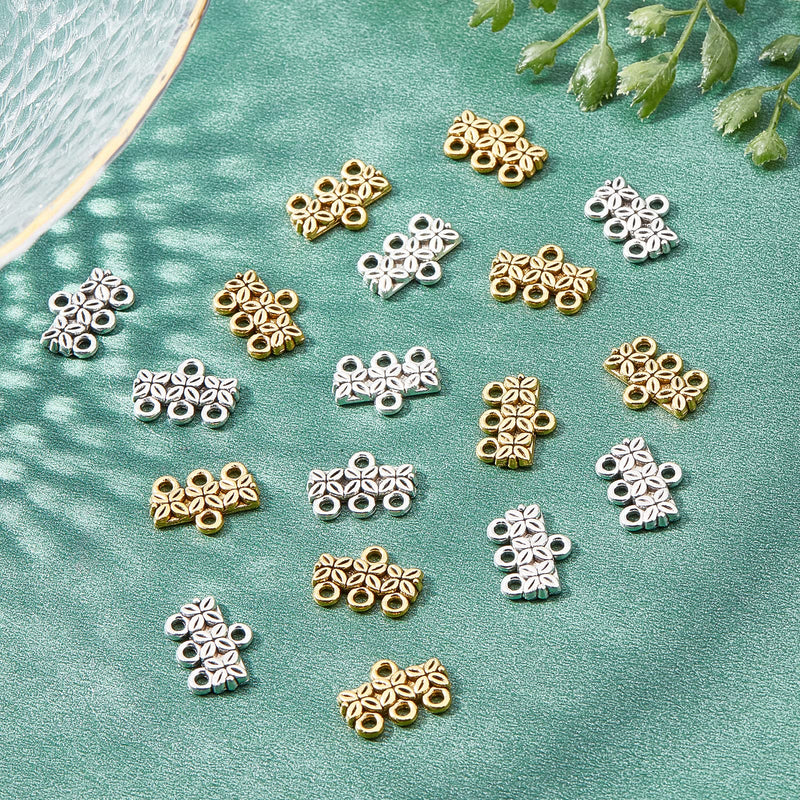 PH PandaHall 2 Colors 3-Layer Clasp, 80pcs Chandelier Components Links Tibetan Alloy Multi Strand Bracelet Necklace Layer Clasp for Multilayer Necklace Dangle Earring Making - NewNest Australia