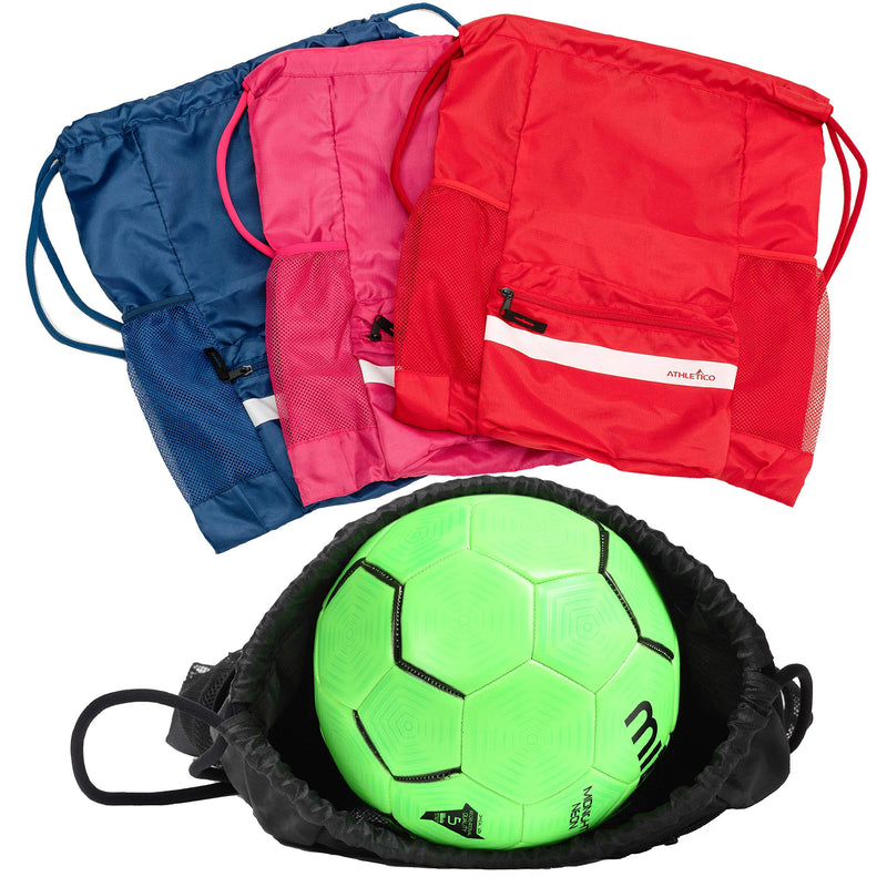 Athletico Drawstring Soccer Bag - Soccer Backpack for Boys or Girls Can Also Carry Basketball or Volleyball Red - NewNest Australia