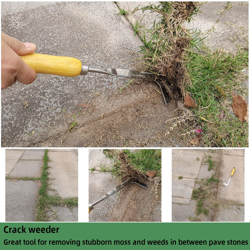 KLDOLLAR Crack Weeder Crevice Weeding Tool, L Shaped with Sharp Blade & Ergonomic Wooden Handle,Sidewalk Puller Spatula, Manual Weeder for Lawn,Garden Tools for Weeding - NewNest Australia