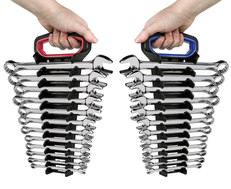 ARES 62034 – 2-Piece Wrench Rack Set - SAE Rack Holds 1/4-In to 15/16-In Sizes - Metric Holds 6 to 22mm Sizes - Sturdy ABS Plastic Construction – Carrying Handle - Store and Transport Wrenches Easily - NewNest Australia