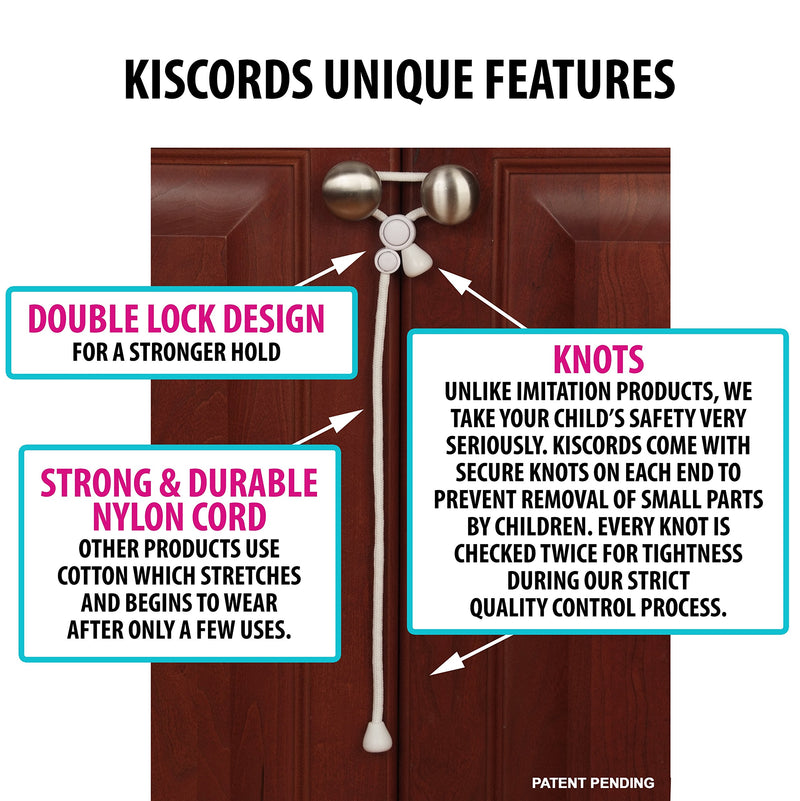 Kiscords Baby Safety Cabinet Locks for Knobs Child Safety Cabinet Latches for Home Safety Strap for Baby Proofing Cabinets Kitchen Door RV No Drill No Screw No Adhesive (White) - NewNest Australia