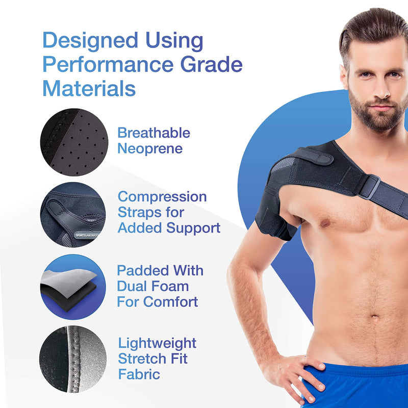 Shoulder Brace - Adjustable Shoulder Support for Women and Men with Hot and Cold Gel Pack - Shoulder Strap Support - Frozen Shoulder Relief and Rotator Cuff Support - Sports Laboratory XSmall-Small (27-35inch) - NewNest Australia