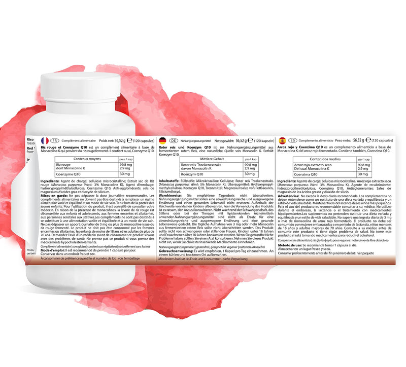 RED RICE and COENZYME Q10 120 capsules | fermented red rice | with VITAMIN Q | Italian product - NewNest Australia