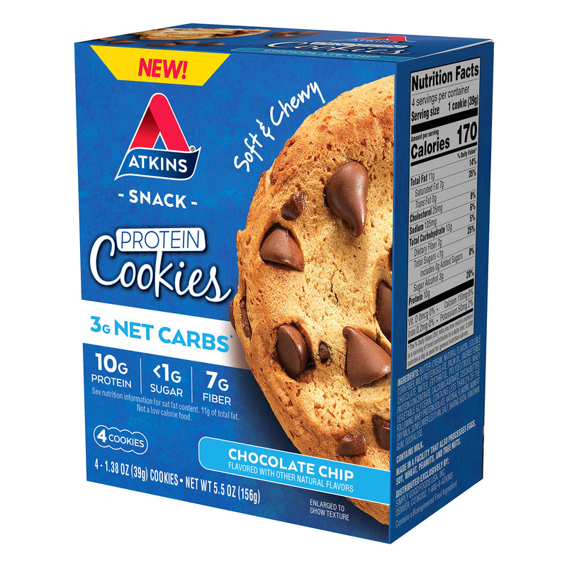 Atkins Protein Cookie Chocolate Chip, 4 Count 1.38 Ounce (Pack of 4) - NewNest Australia