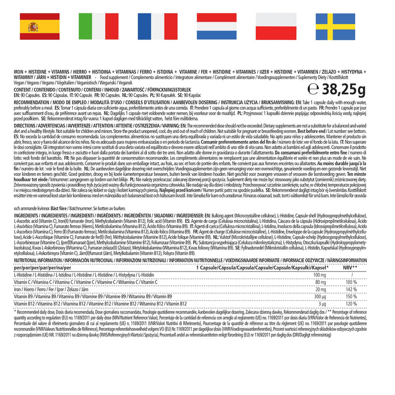 Iron Capsules High Dose & Vegan, 20 Mg With Vital Formula + Histidine + Vitamins For Optimal Bioavailability, 90 Capsules For 3 Months, Natural Supplement Without Additives, Made In Germany - NewNest Australia