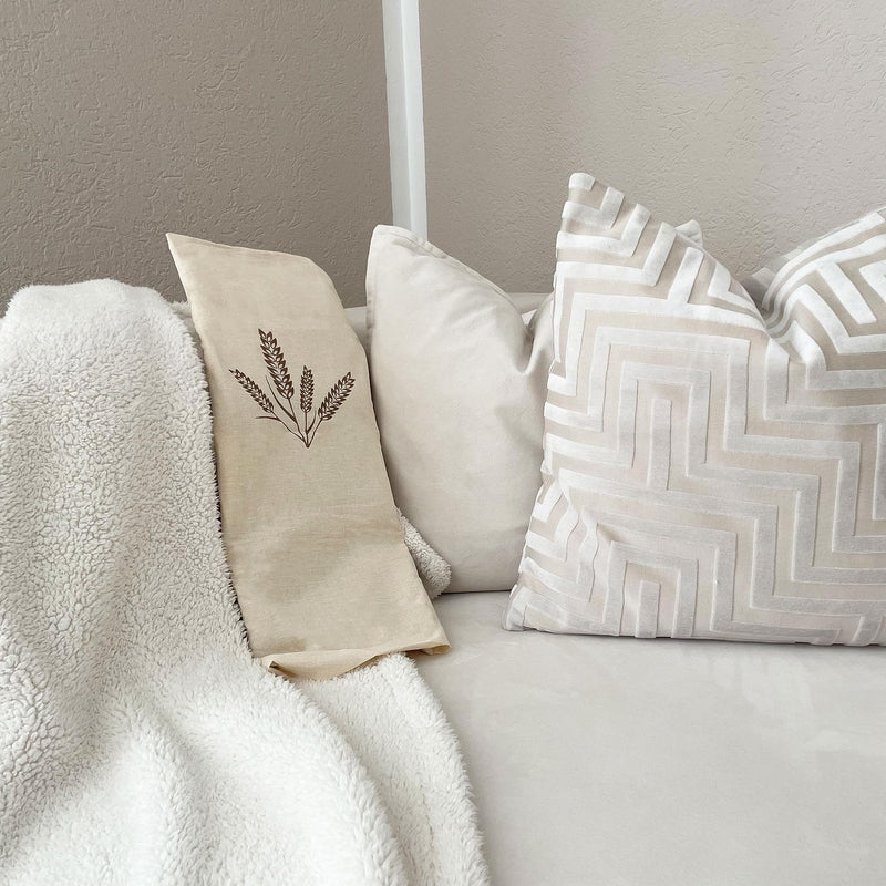 ZOLLNER grain pillow large - microwave-safe heat pillow - against tension in the neck and shoulders or colic - natural wheat grains - removable, washable cover - 20x53 cm 20 x 53 cm natural - NewNest Australia