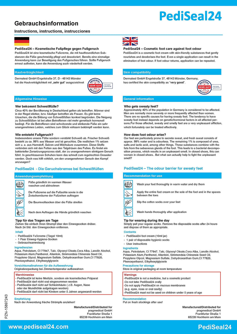 PediSeal24 - Against foot odor in sweaty feet with long-term effect - 1x application - NewNest Australia