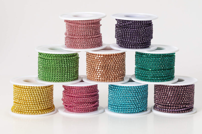 KAOYOO 10 Yards 2mm/0.08" Crystal Rhinestone Close Chain Trim Sew on Trim for Sewing Crafts,DIY Decoration,Jewelry,Wedding 2mm/0.08" Aquamarine - NewNest Australia