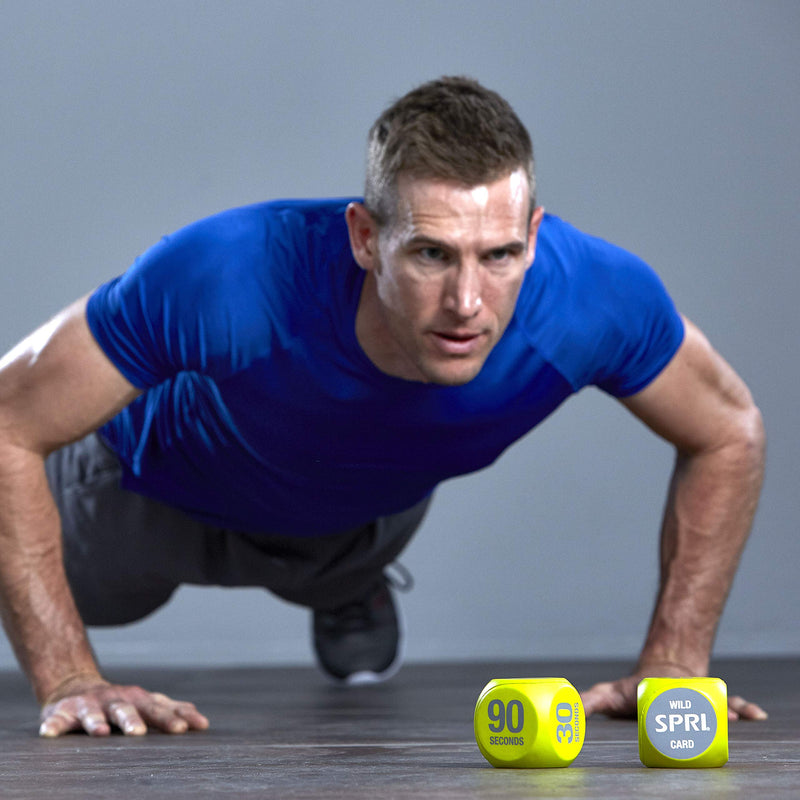SPRI Exercise Dice (6-Sided) - Game for Group Fitness & Exercise Classes - Includes Push Ups, Squats, Lunges, Jumping Jacks, Crunches & Wildcard (Includes Carrying Bag) - NewNest Australia