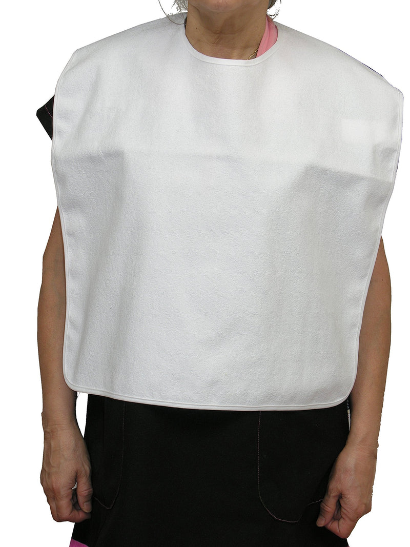 Ti Tin Pack Of 3 Adult Bibs, 50 X 60 Cm, Terry Cloth Bib With Waterproof Plastic Lining And Velcro Fastener, Material: 73% Cotton, 27% Polyester, Color: White, Without Plastic - NewNest Australia