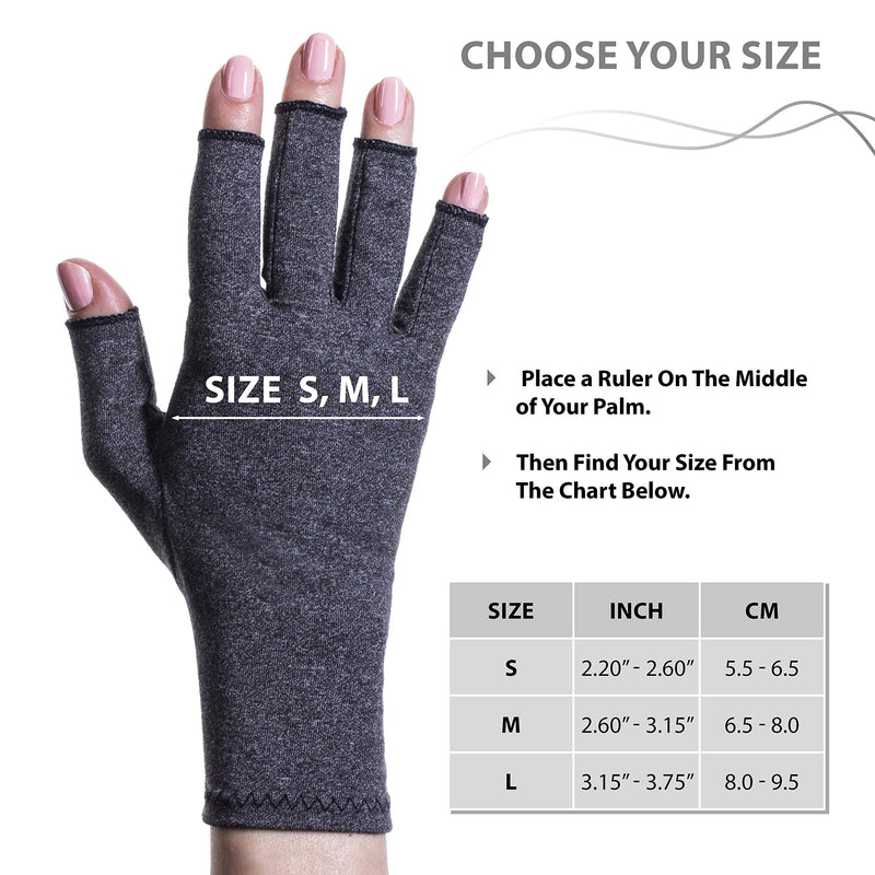 Open Finger Compression Gloves - Arthritis Gloves for Women, Men - Premium Joint Pain Relief - Rheumatoid and Osteoarthritis Hand Support - Ease Muscle Tension and Swelling - by Sandine (Black S) Black S - NewNest Australia