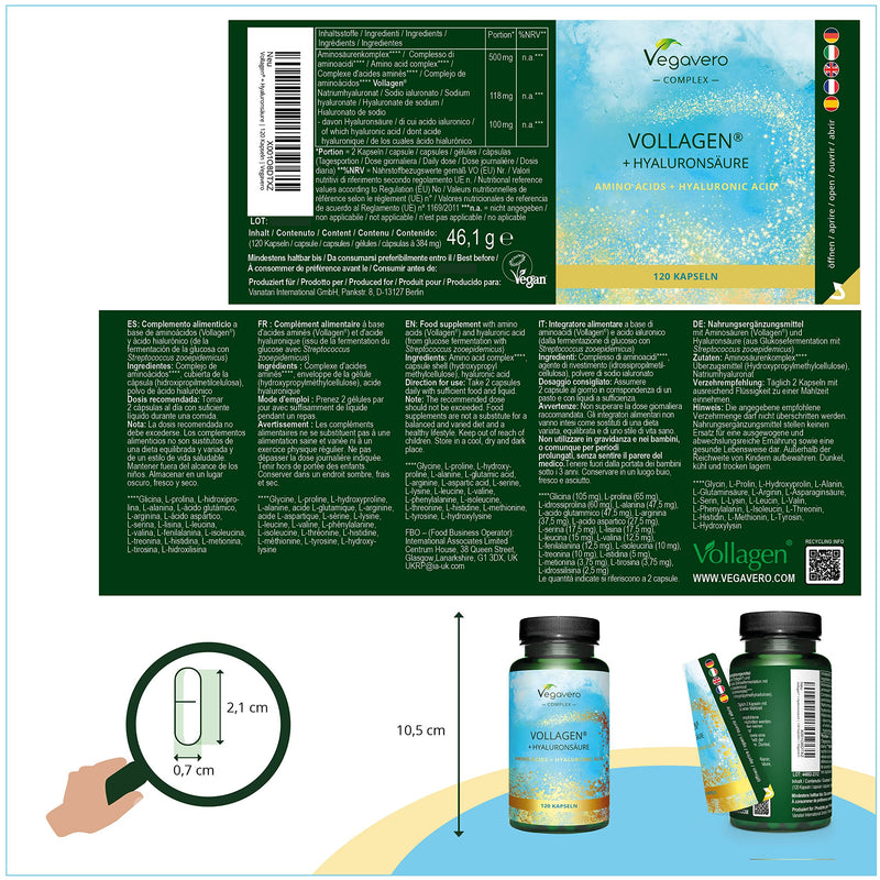 Vegan Collagen Capsules High Dose Unique: Brand Raw Material Vollagen Collagen Vegan With Hyaluronic Acid Laboratory Tested Vegan No Additives German Production Vegavero - NewNest Australia