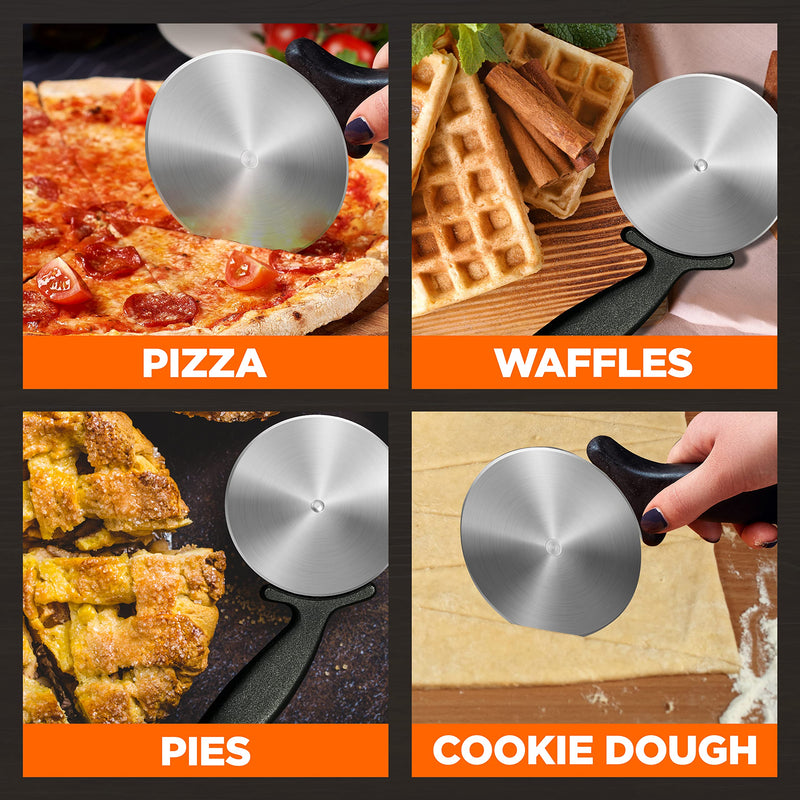 Stainless Steel Pizza Cutter Wheel - Premium & Sharp Durable Slicer with Built-in Finger Guard, Non-Slip Plastic Handle, Dishwasher Safe, Cuts Through Bread, Pasta, Pies, Dough, Desserts - NewNest Australia